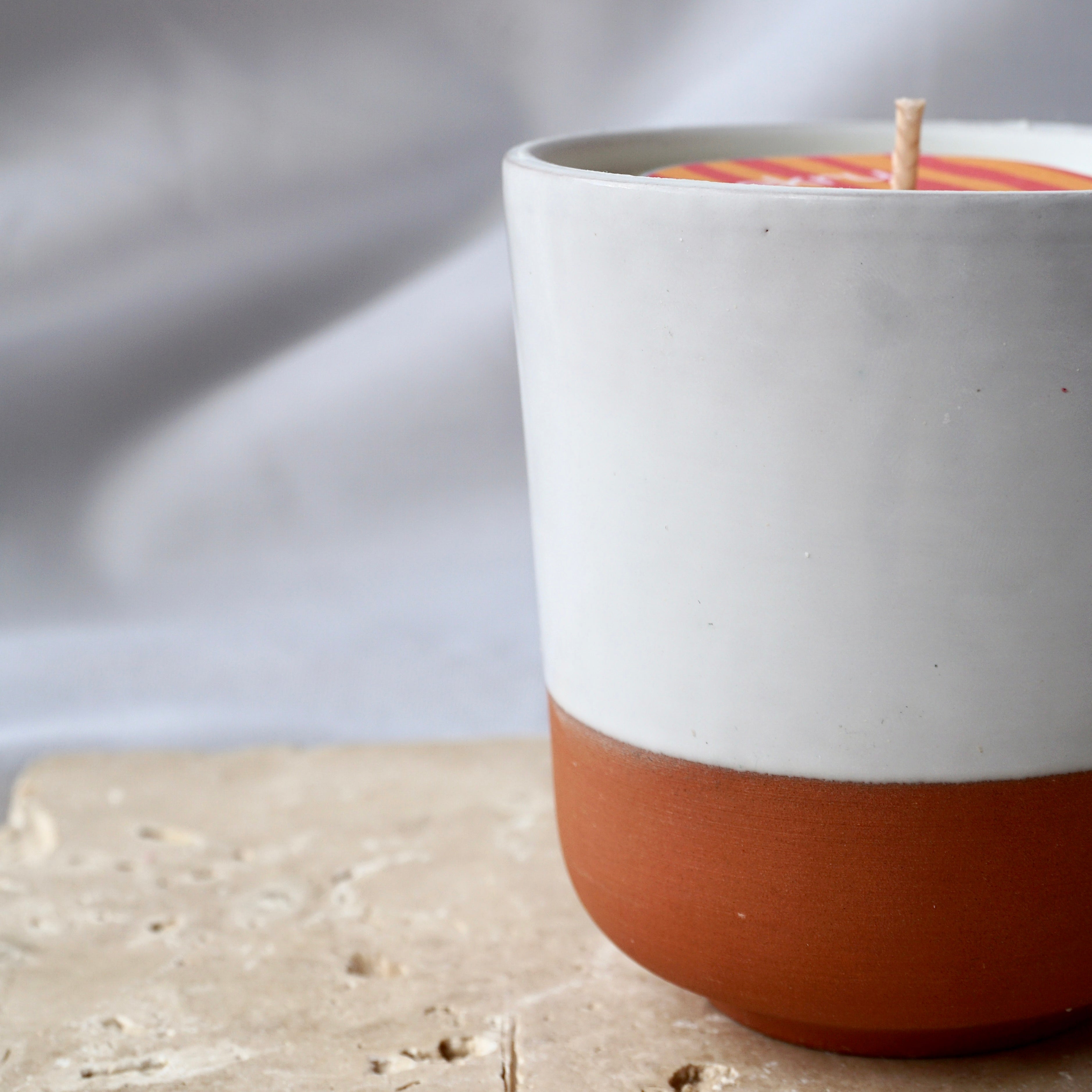 Bougie parfumée - céramique bicolore terracotta