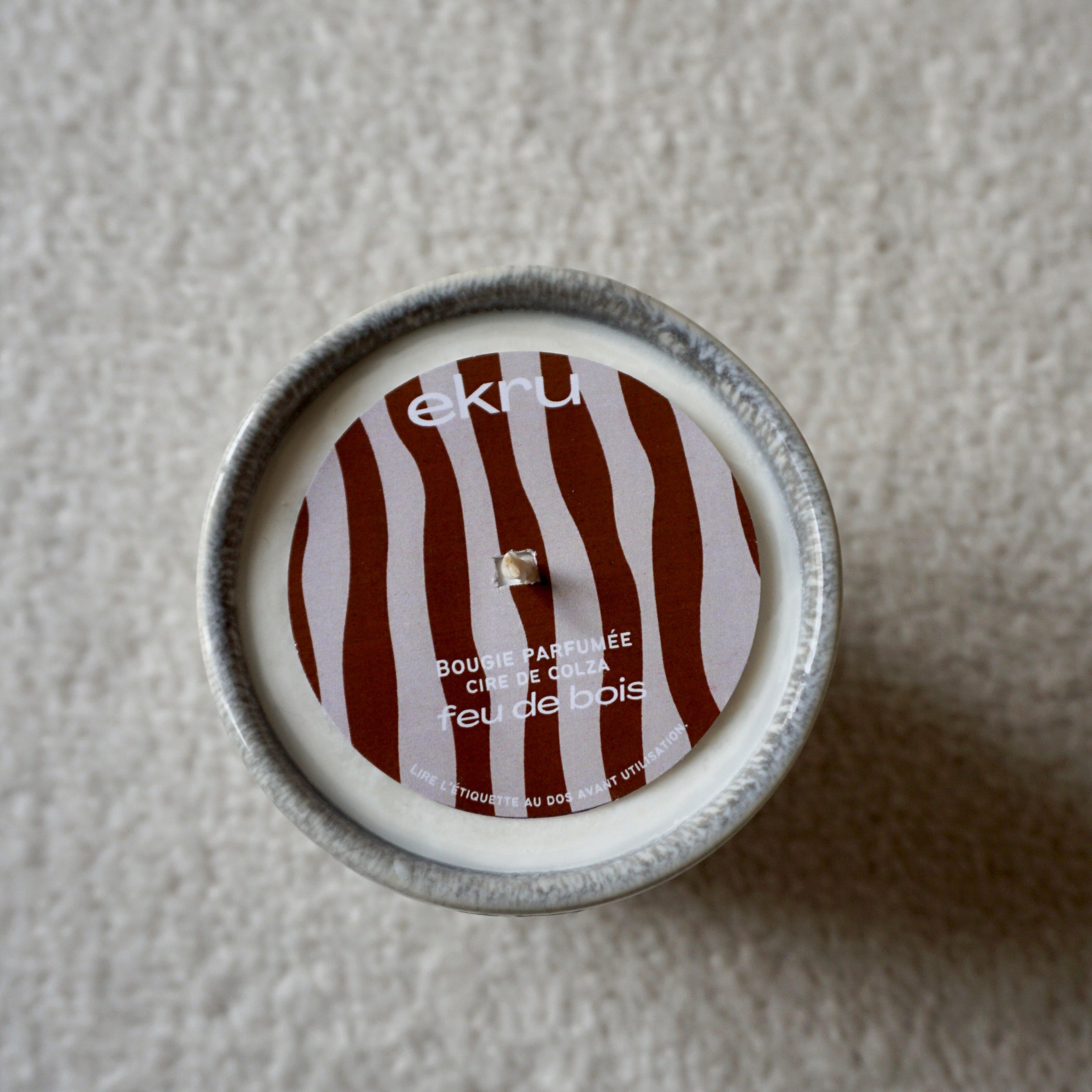 Feu de bois - Bougie parfumée céramique bicolore grise