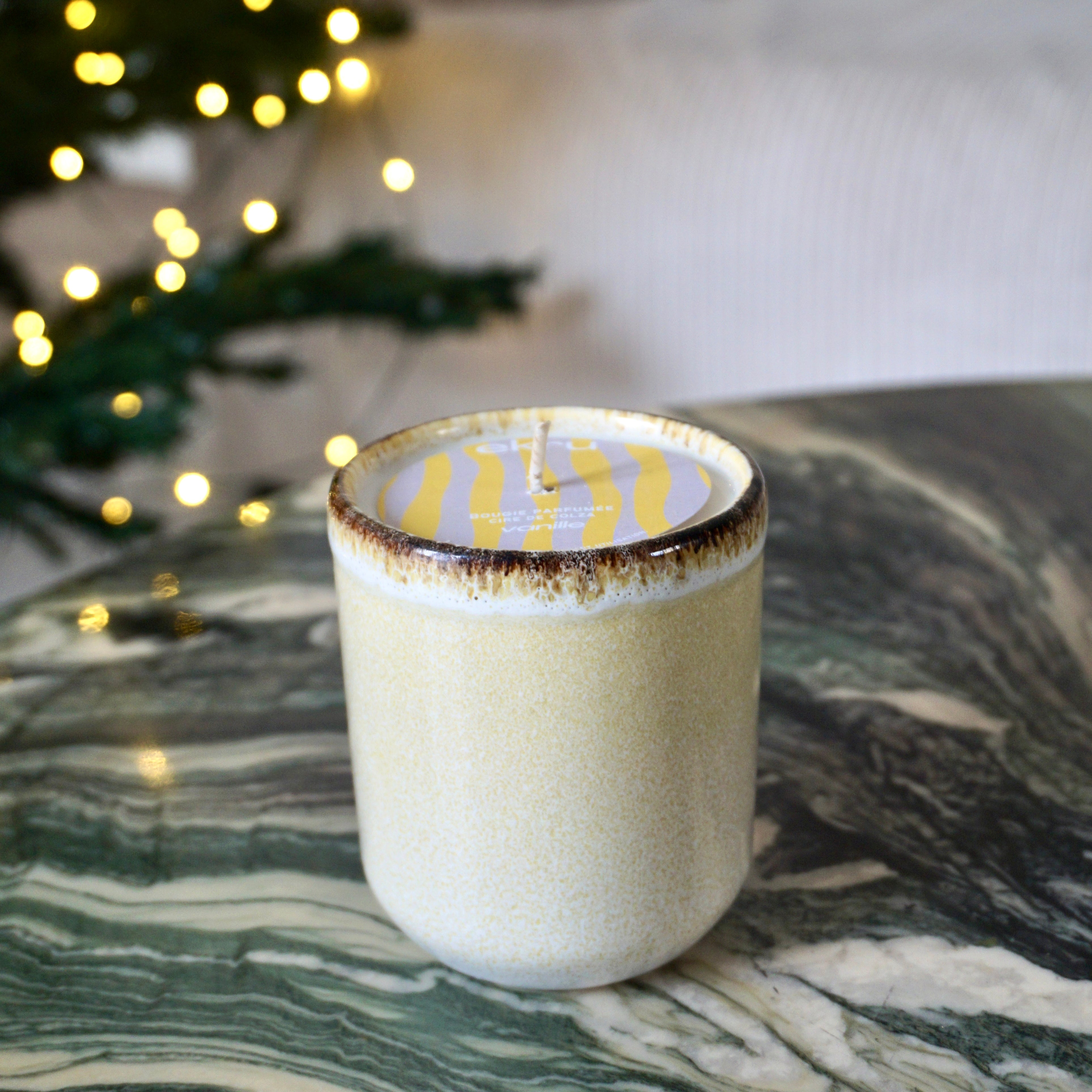 Vanille - Bougie parfumée céramique jaune